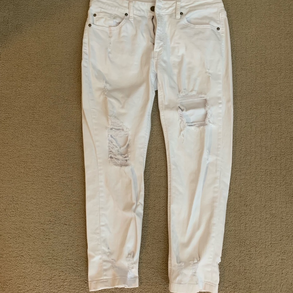JBD White Straight Leg Cropped Jeans